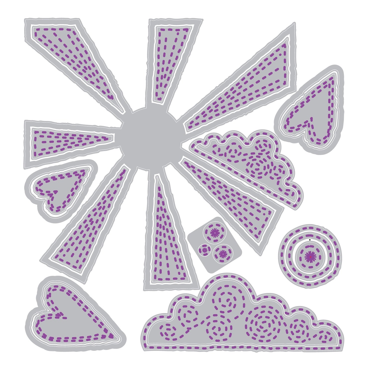 Sizzix Sunny Days Thinlits Die Set 667163 outline