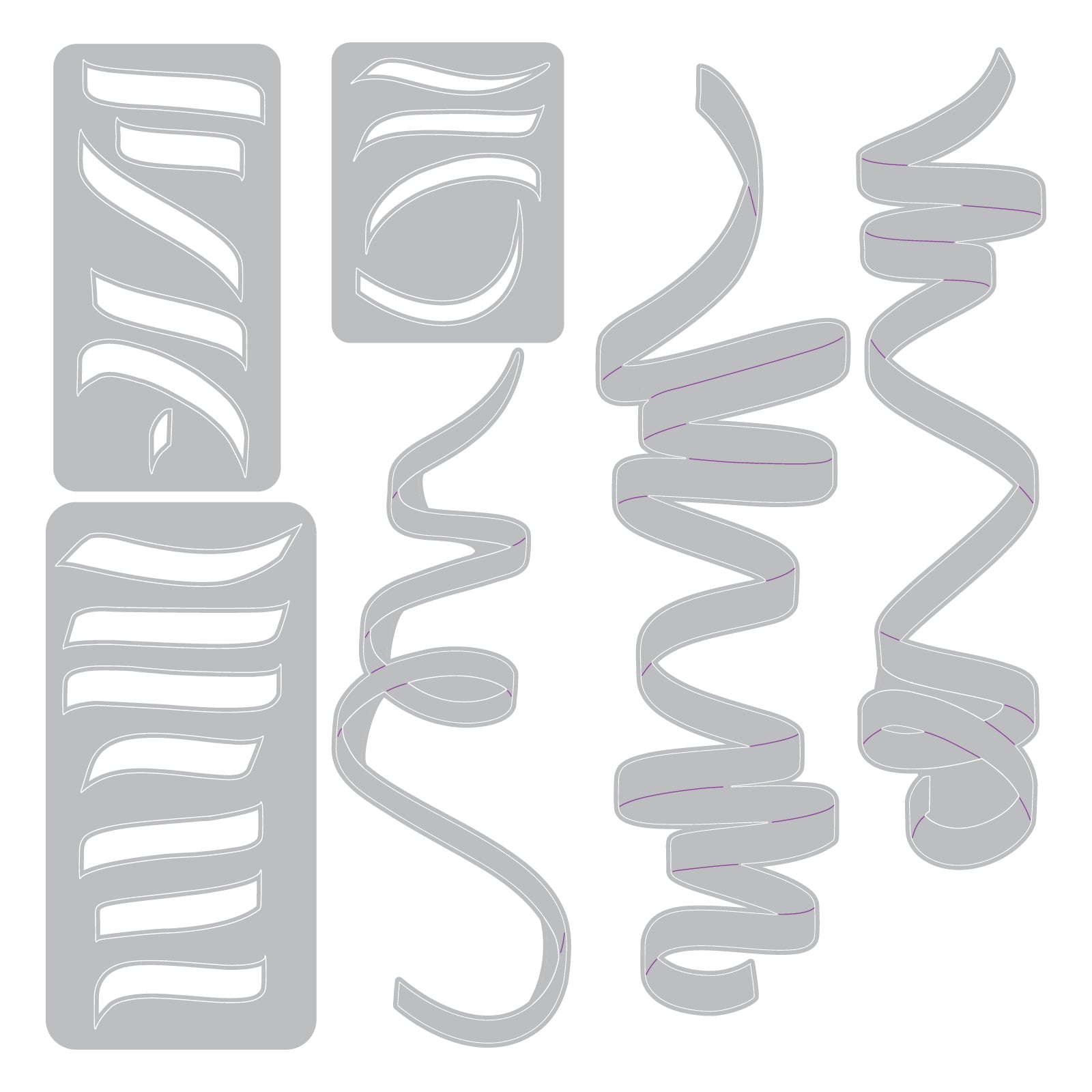 Sizzix Tim Holtz Celebration Streamers Thinlits Die Set 667209 line art contents