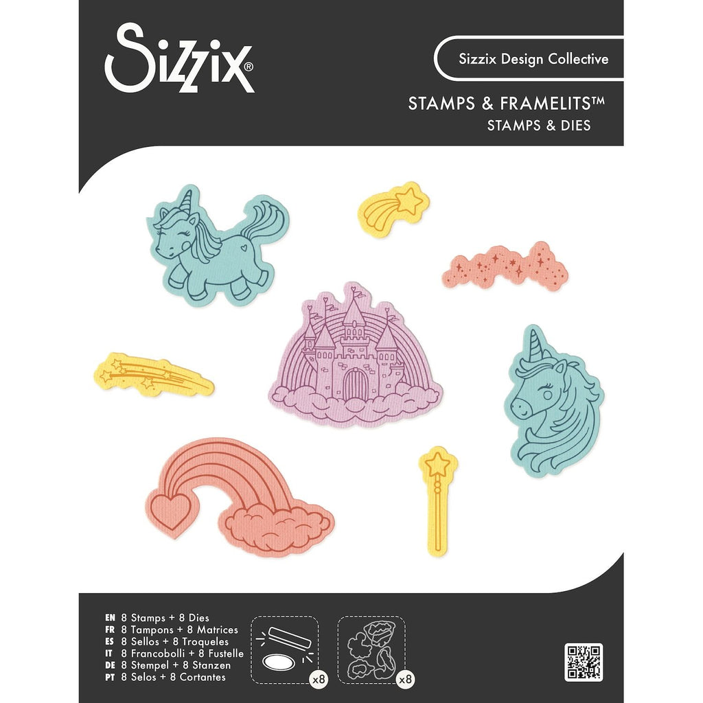 Sizzix Unicorns and Rainbows Framelits Dies and Stamps Set 667154