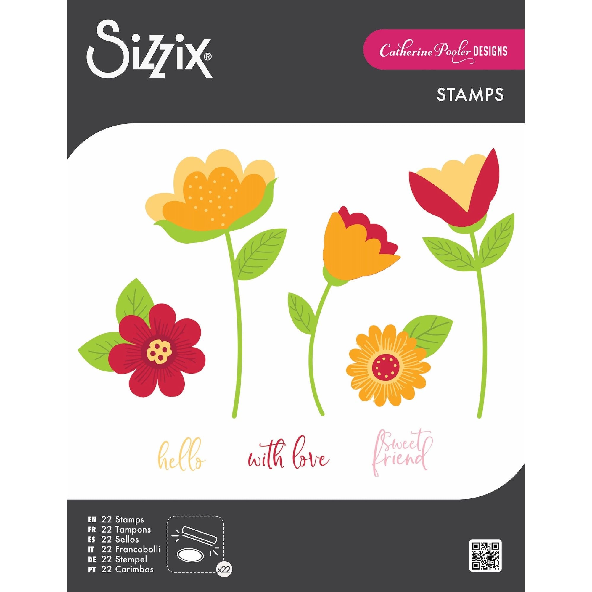 Sizzix Whimsy Bloom 1 Clear Stamps Set 666994