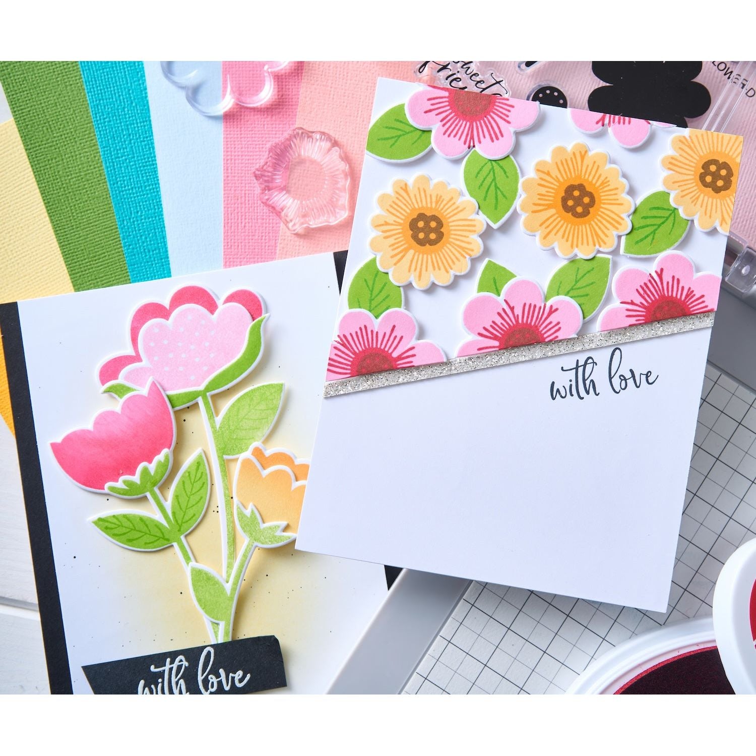 Sizzix Whimsy Bloom 1 Clear Stamps Set 666994 with love