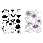 Sizzix Whimsy Blooms Stamp and Die Bundle line art