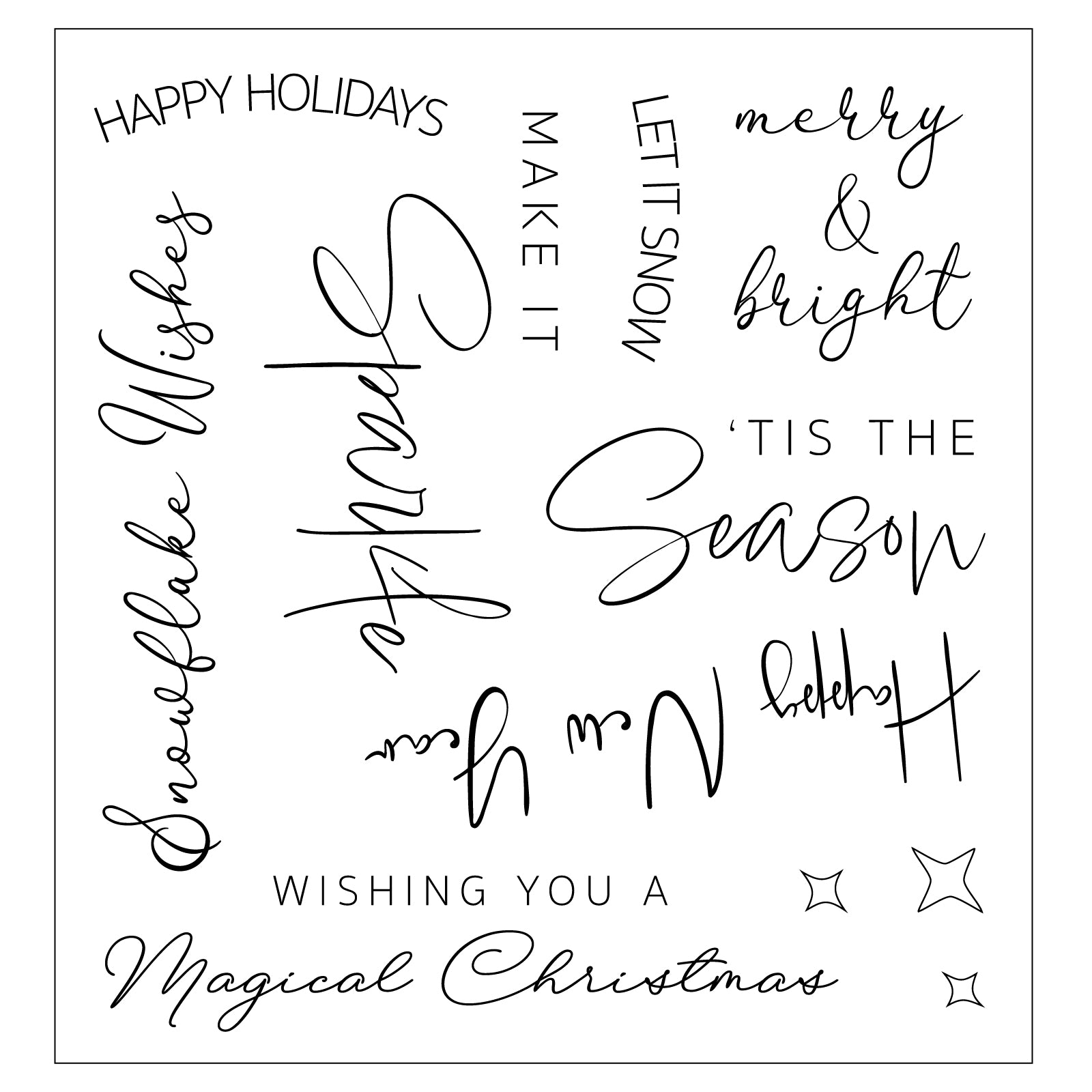 Sizzix Winter Sentiments Clear Stamps Set 667123 greetings