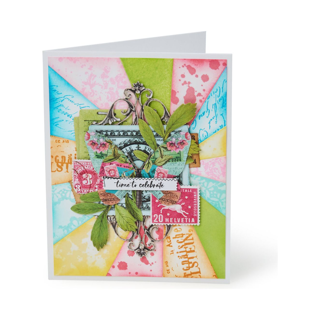 Sizzix and 49 and Market Artsy Lace Mix Stamps and Framelits Set 666804 time to celebrate