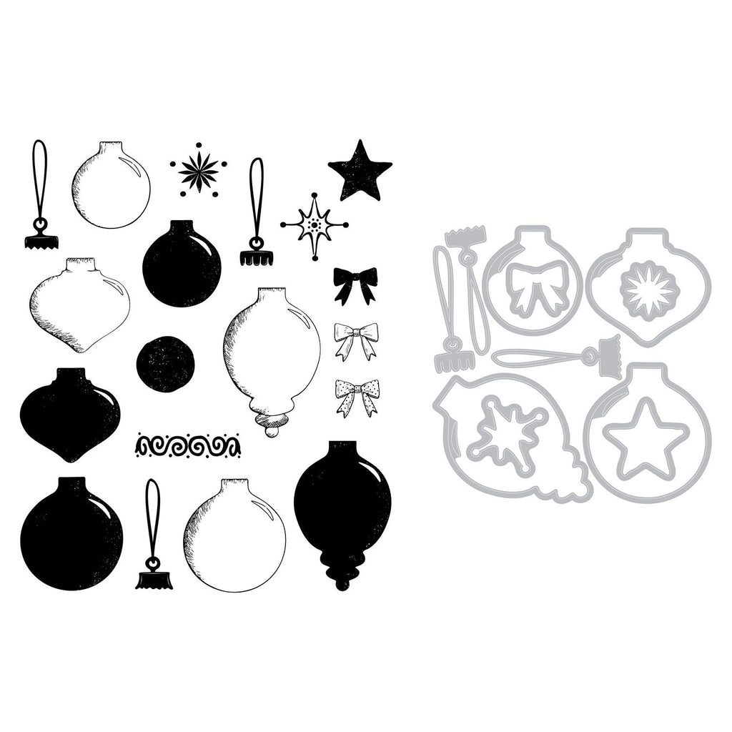 Sizzix and 49 and Market Baubles Stamps and Framelits 667019 line art