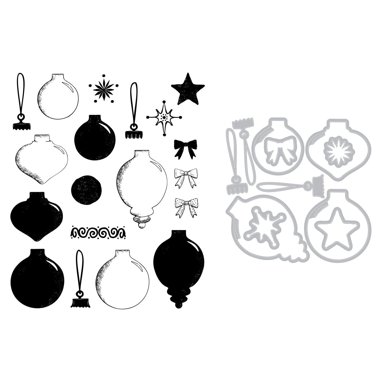 Sizzix and 49 and Market Baubles Stamps and Framelits 667019 line art