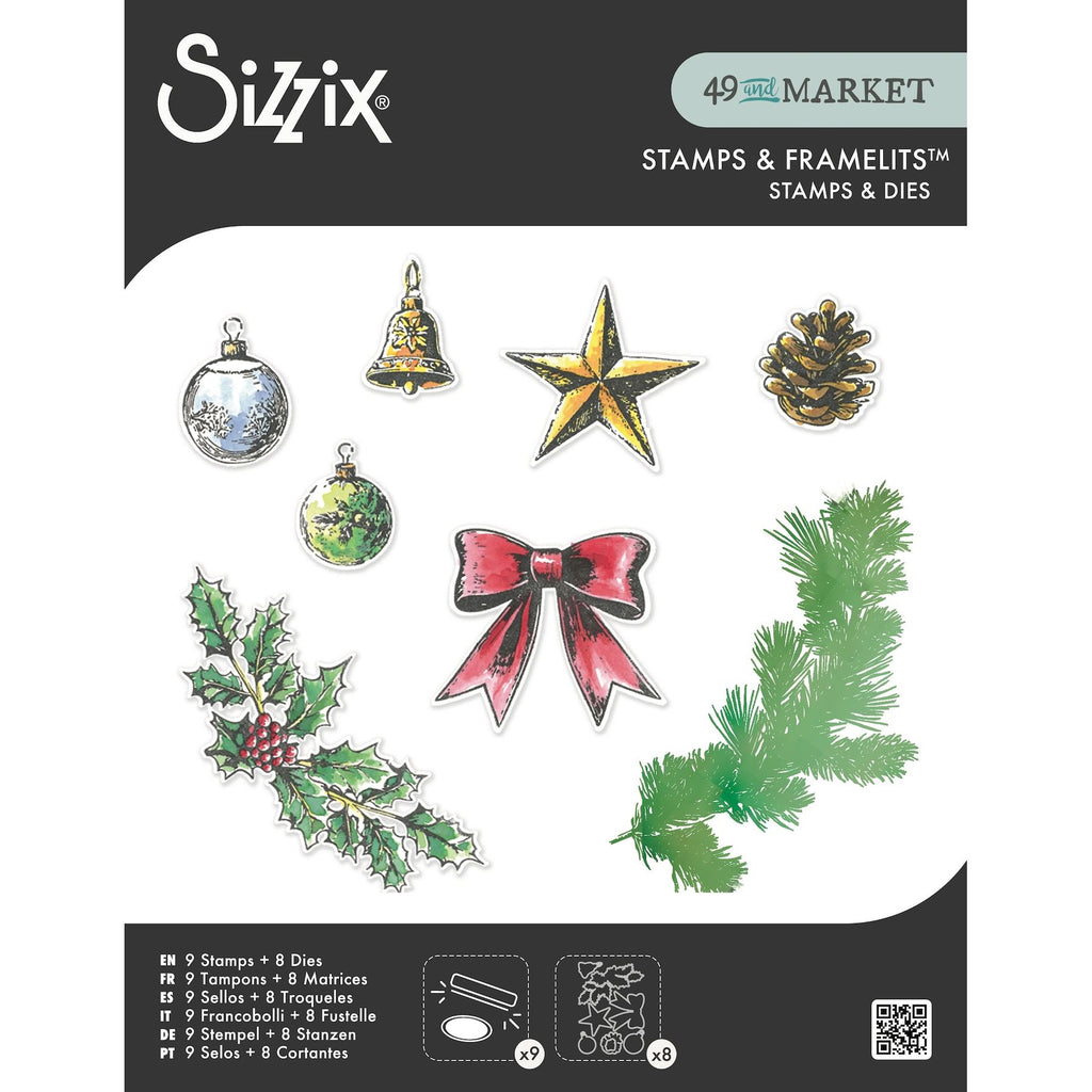 Sizzix and 49 and Market Build a Wreath Clear Stamps and Framelits Dies 667175