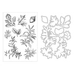 Sizzix and 49 and Market Forever Leaves Die and Stamp Set 666706 line art