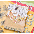Sizzix and 49 and Market Forever Leaves Die and Stamp Set 666706 thank you
