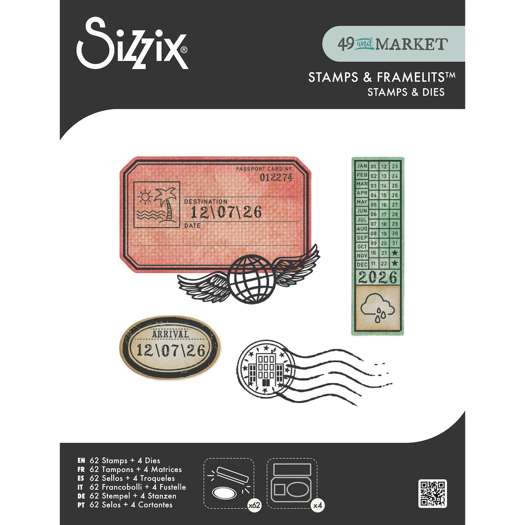 Sizzix and 49 and Market Globetrotter’s Mark Stamps and Framelits 667060