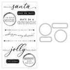 Sizzix and 49 and Market Jolly Sentiments Die and Stamp Set 666707 line art