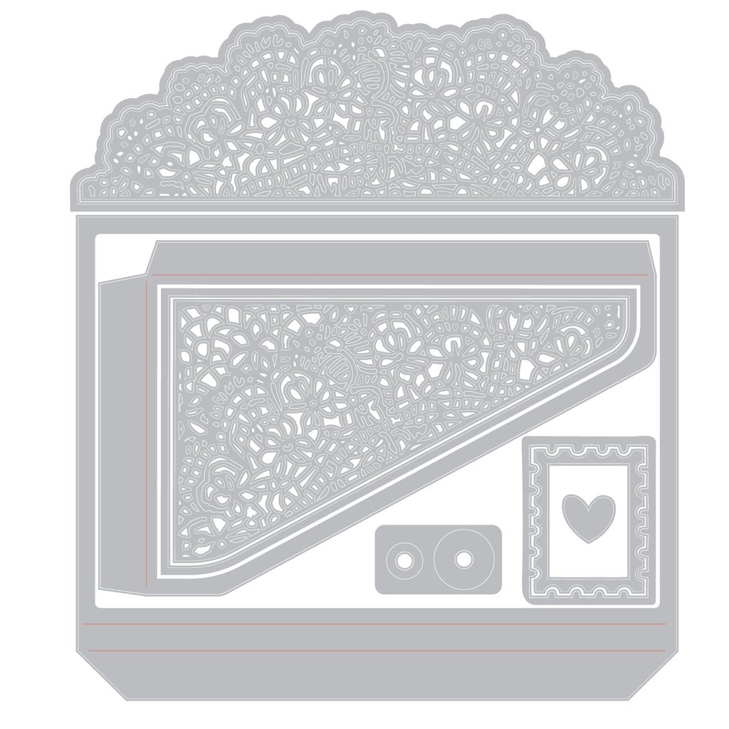 Sizzix and 49 and Market Laced Folio Thinlits Dies 667014 line art