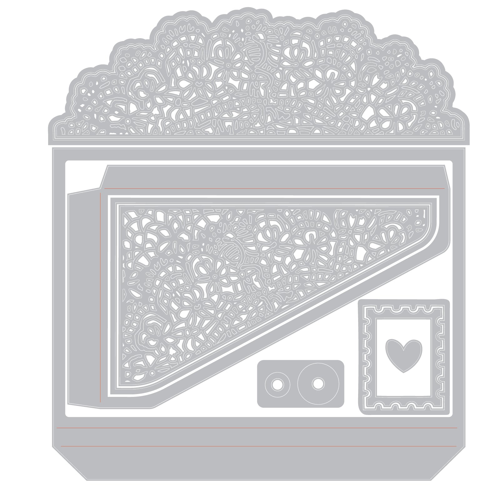 Sizzix and 49 and Market Laced Folio Thinlits Dies 667014 line art