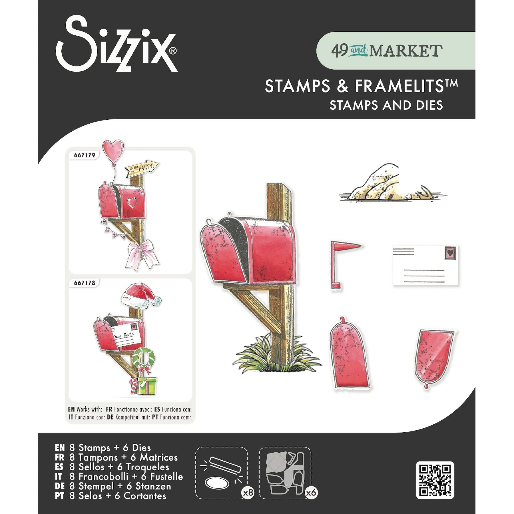 Sizzix and 49 and Market Letter Drop Clear Stamps and Framelits