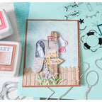 Sizzix and 49 and Market Letter Drop Clear Stamps and Framelits Dies Bundle anchor star fish message in a bottle card