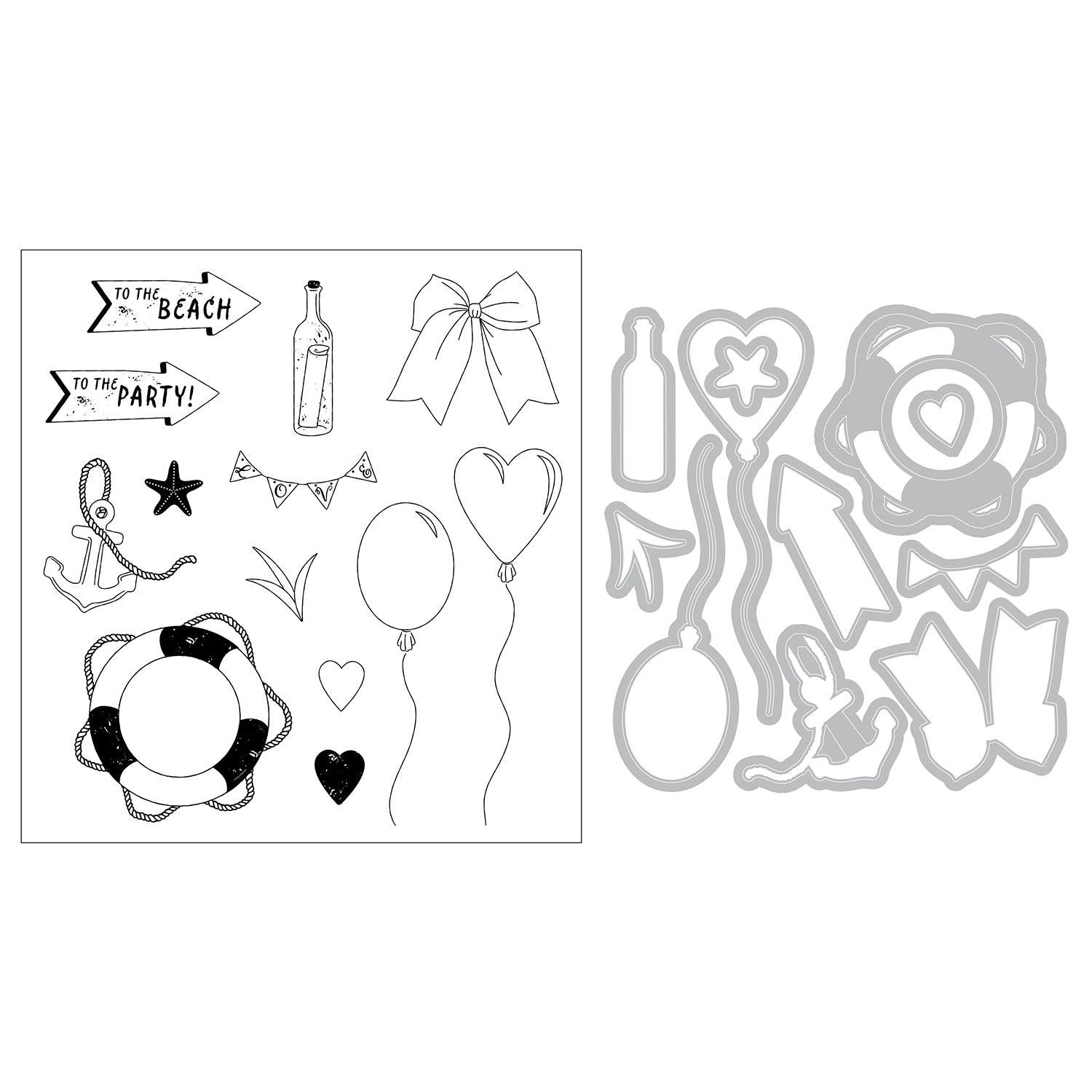Sizzix and 49 and Market Letter Drop Clear Stamps and Framelits Dies Bundle bow