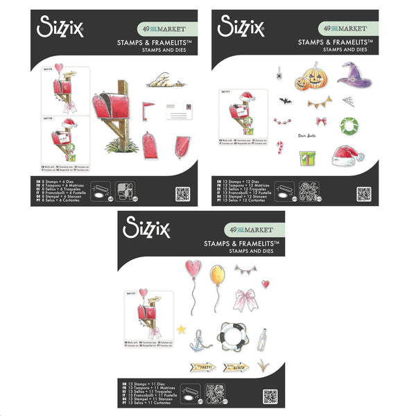 置物 Borders Sizzix and 49 and Market Letter Drop Clear Stamps and Framelits