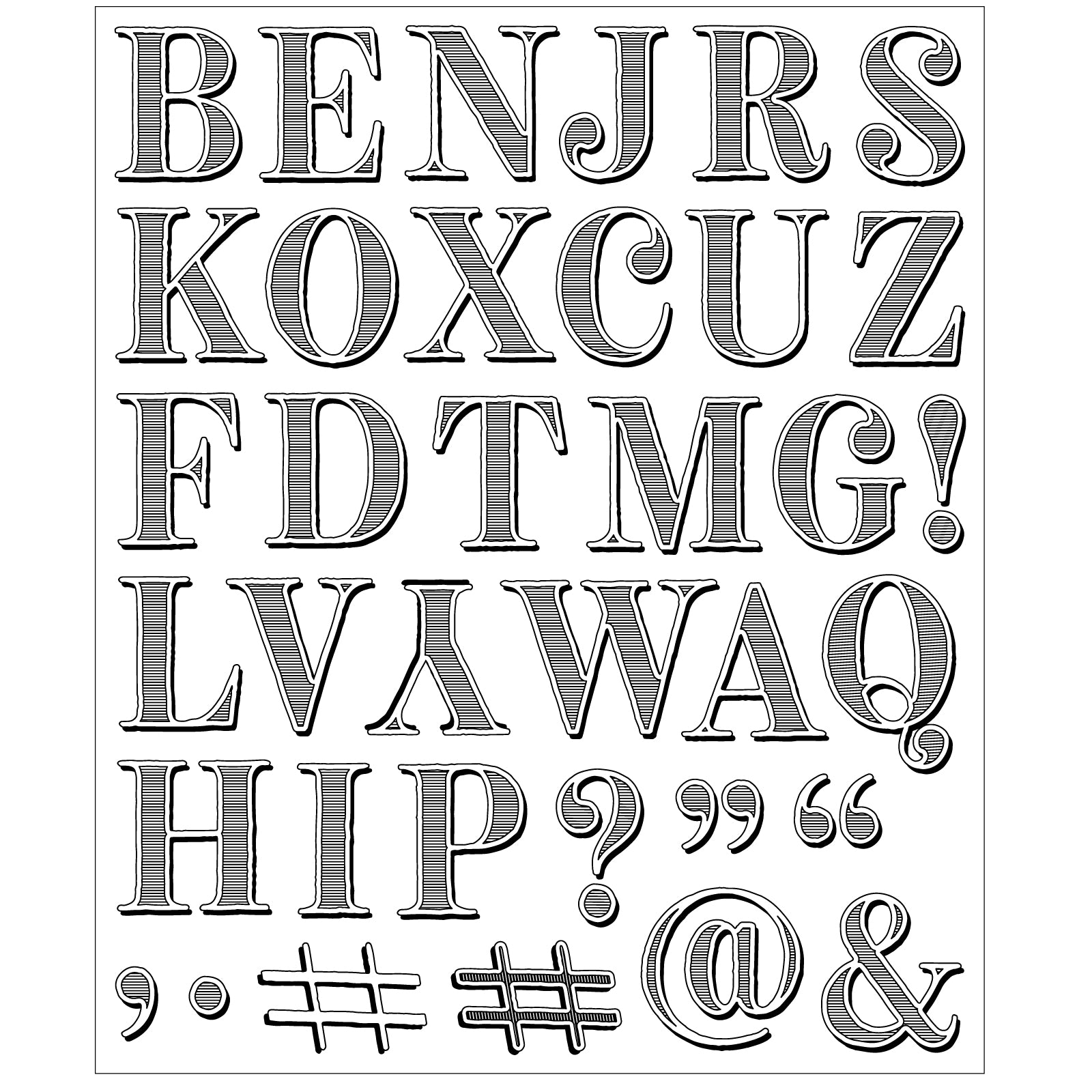 Sizzix and 49 and Market Lino Type Clear Stamps Set 667184 letters