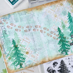 Sizzix and 49 and Market Outdoor Essentials Clear Stamps and Stencils 667185 foot prints in snow trees card