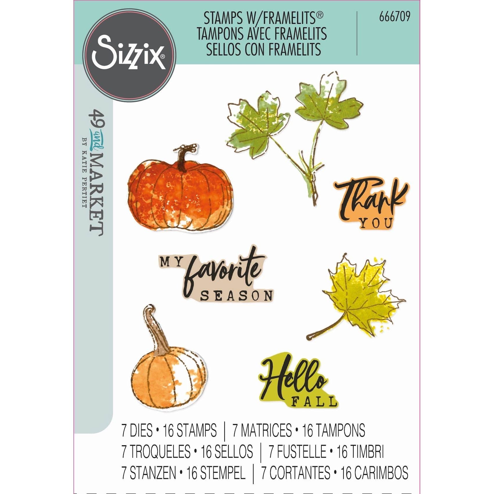 Sizzix and 49 and Market Pencil Line Harvest Die and Stamp Set