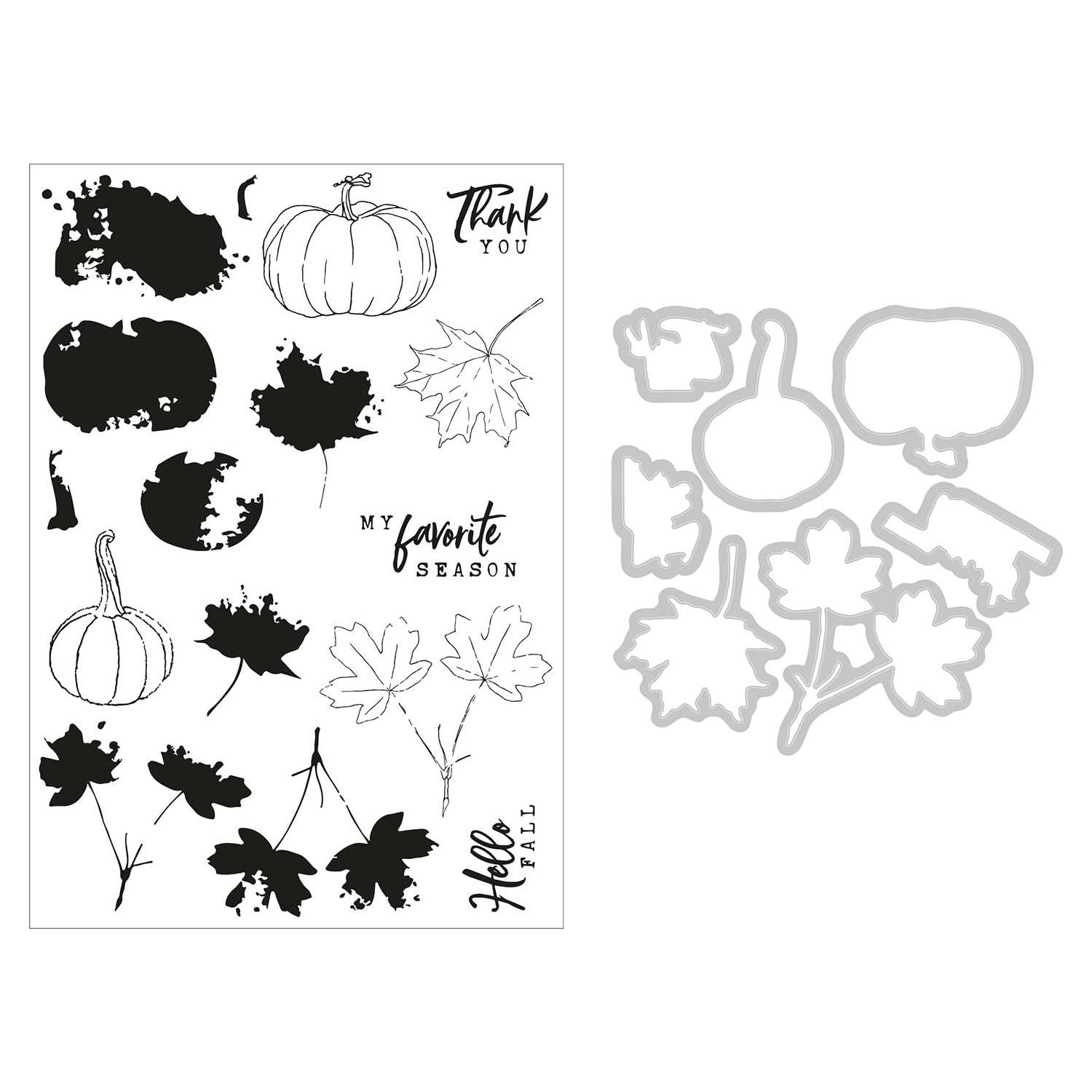 Sizzix and 49 and Market Pencil Line Harvest Die and Stamp Set