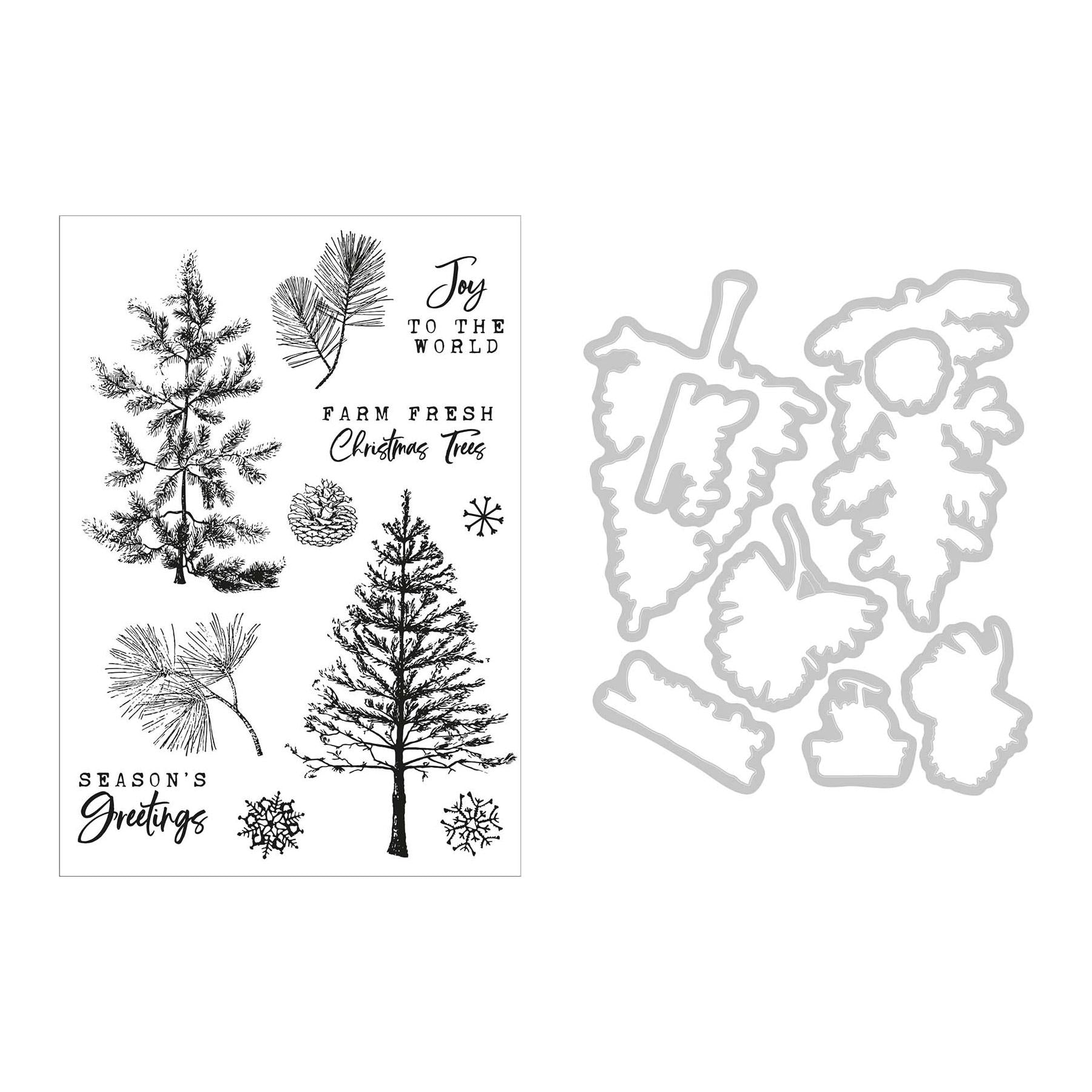 Sizzix and 49 and Market Pine Holidays Die and Stamp Set 666711 line art