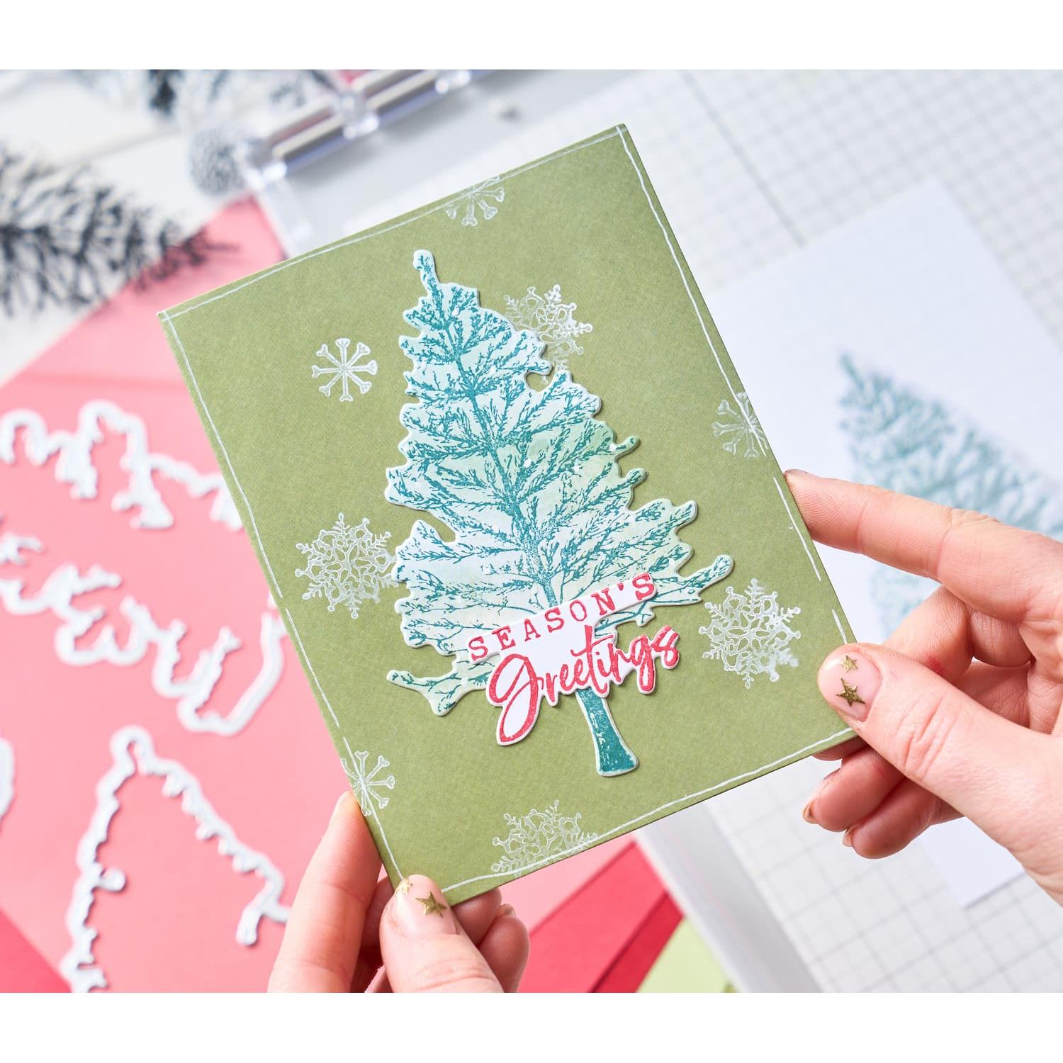 Sizzix and 49 and Market Pine Holidays Die and Stamp Set 666711 seasons greetings