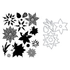 Sizzix and 49 and Market Poinsettia Trio Stamps and Framelits 667015 line art