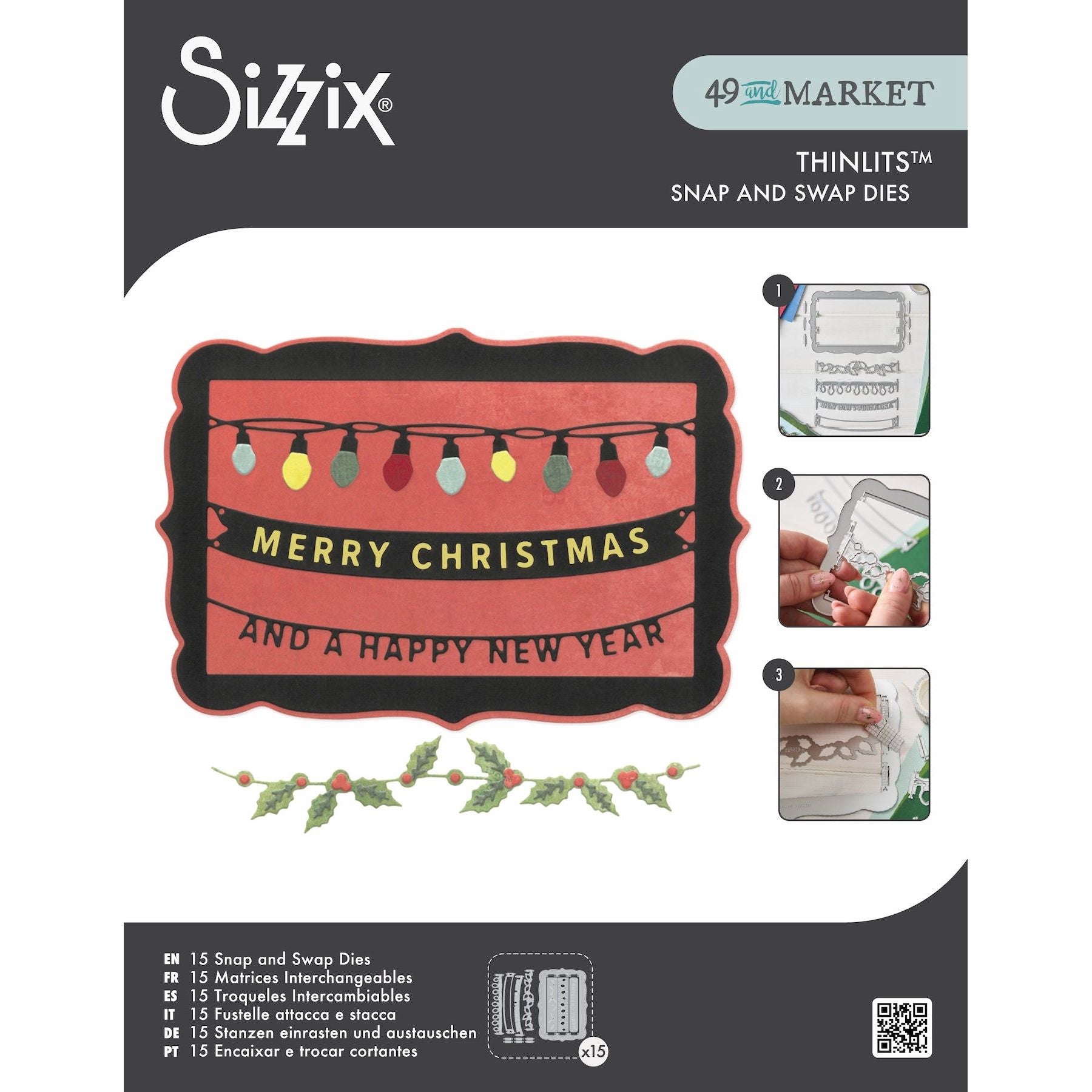 Sizzix and 49 and Market Snap and Swap Merry Christmas Thinlits