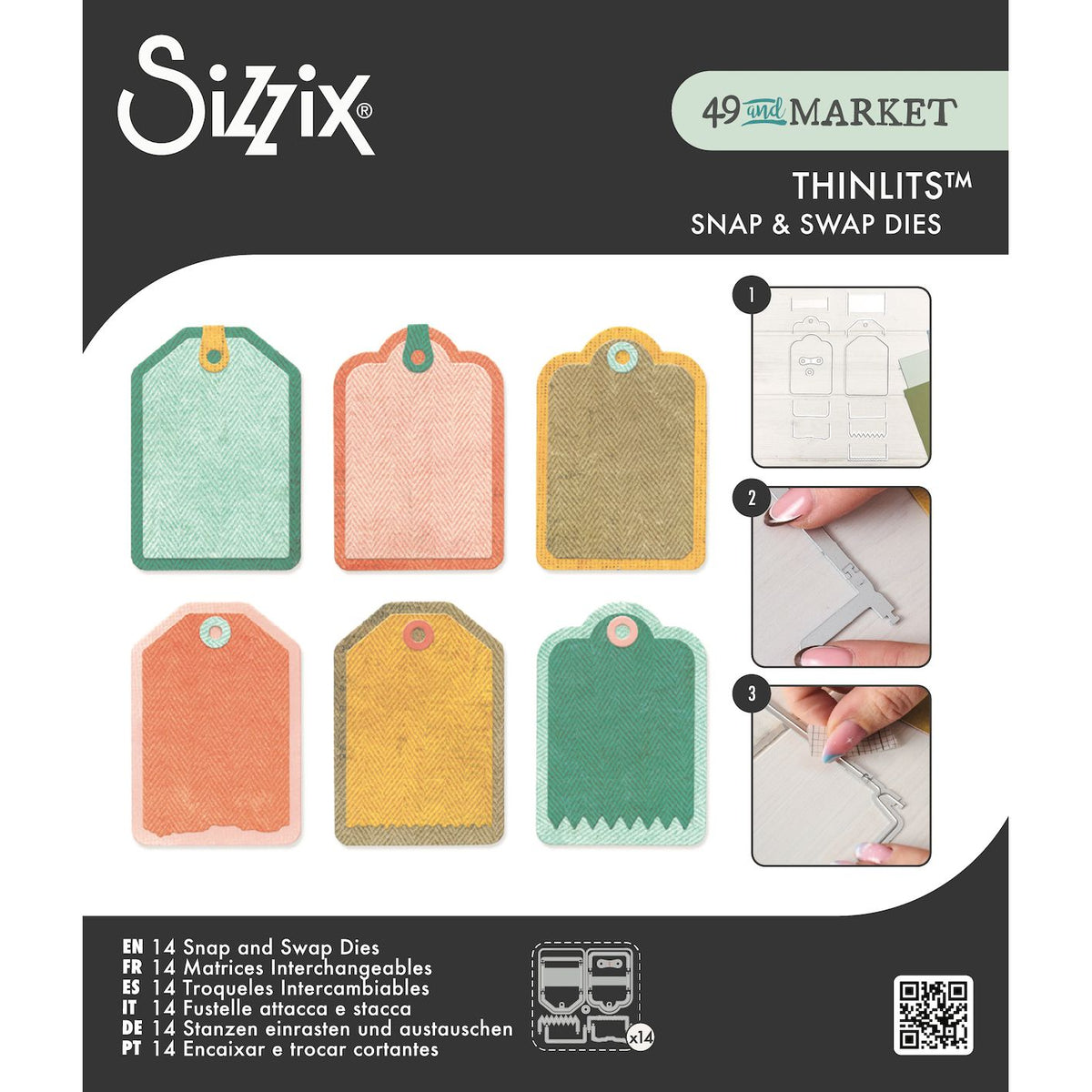 Sizzix and 49 and Market Snap and Swap Mini Tags Thinlits Dies 667206