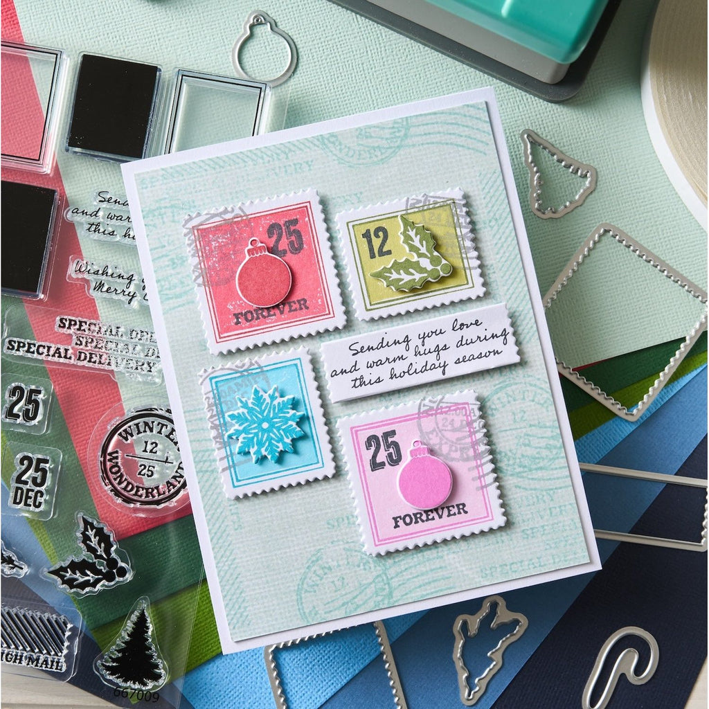 Sizzix and 49 and Market Special Delivery Stamps and Framelits 667009 love
