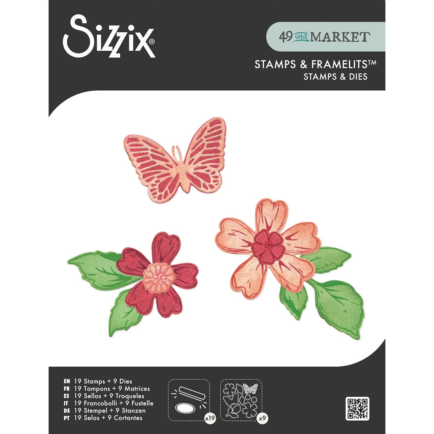 Sizzix and 49 and Market Sweet Sprigs Stamps and Framelits 667063