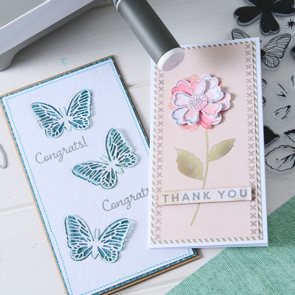 Sizzix and 49 and Market Sweet Sprigs Stamps and Framelits 667063 thank you