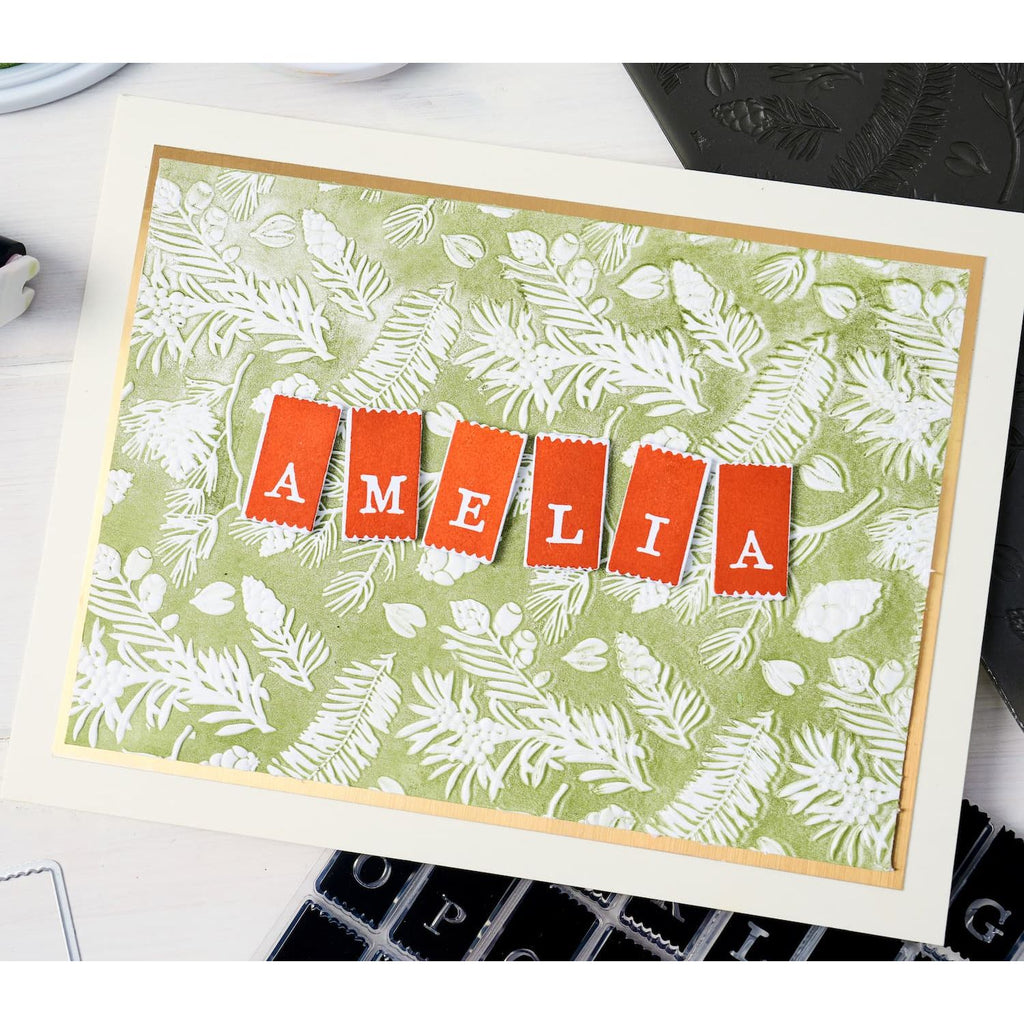 Sizzix and 49 and Market Tab Stamp Alpha Die and Stamp Set 666712 foliage