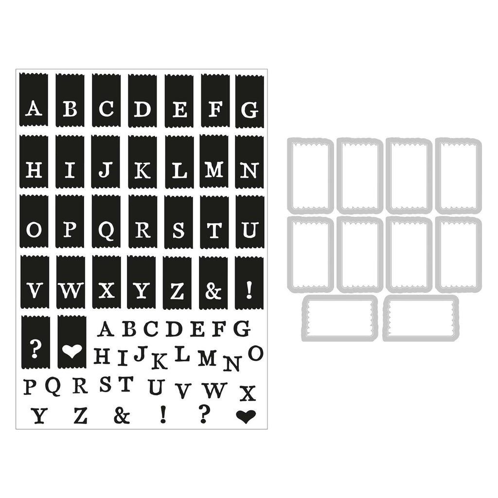 Sizzix and 49 and Market Tab Stamp Alpha Die and Stamp Set 666712 line art