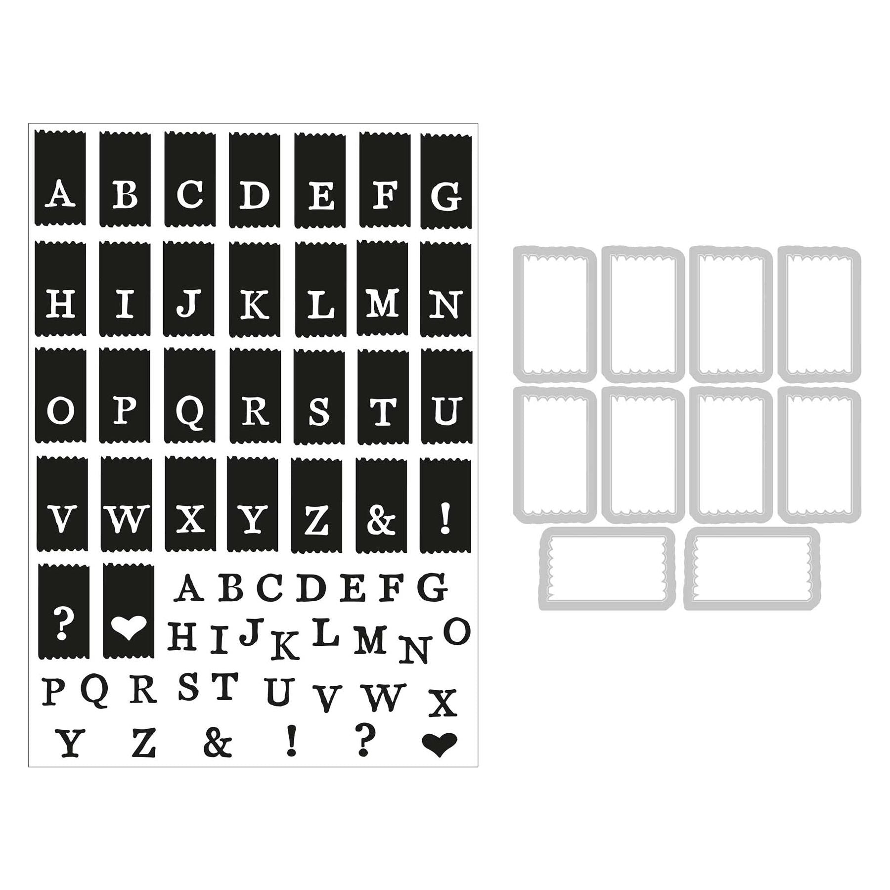 Sizzix and 49 and Market Tab Stamp Alpha Die and Stamp Set 666712 line art