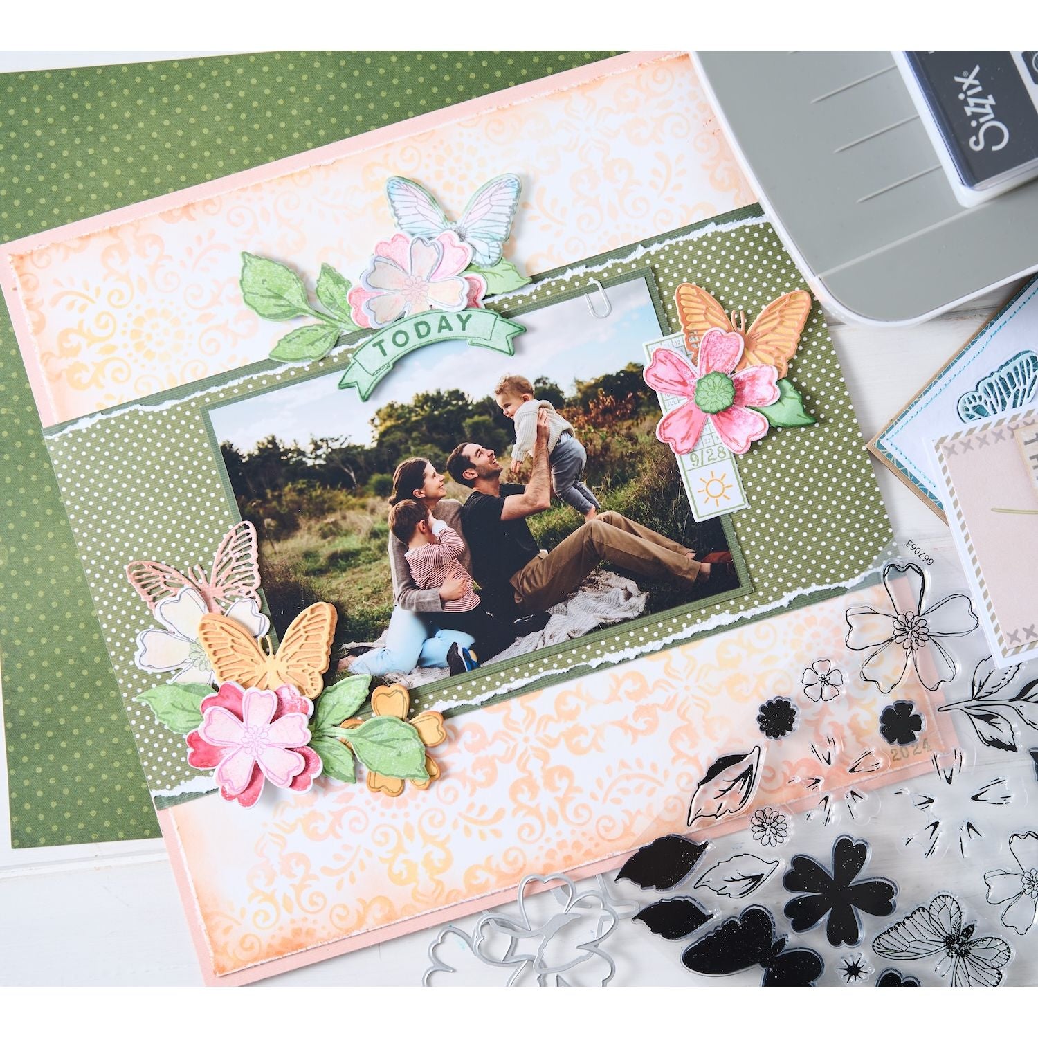 Sizzix and 49 and Market Tag It Stamps and Framelits 667064 butterflies