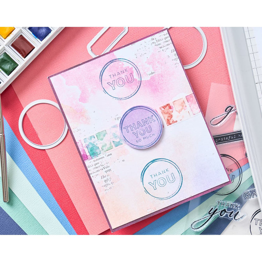 Sizzix Set Timbri Trasparenti E Fustelle Framelits "Thankful Sentiments" By 49 And Market Per Scrapbooking E Biglietti Fai Da Te