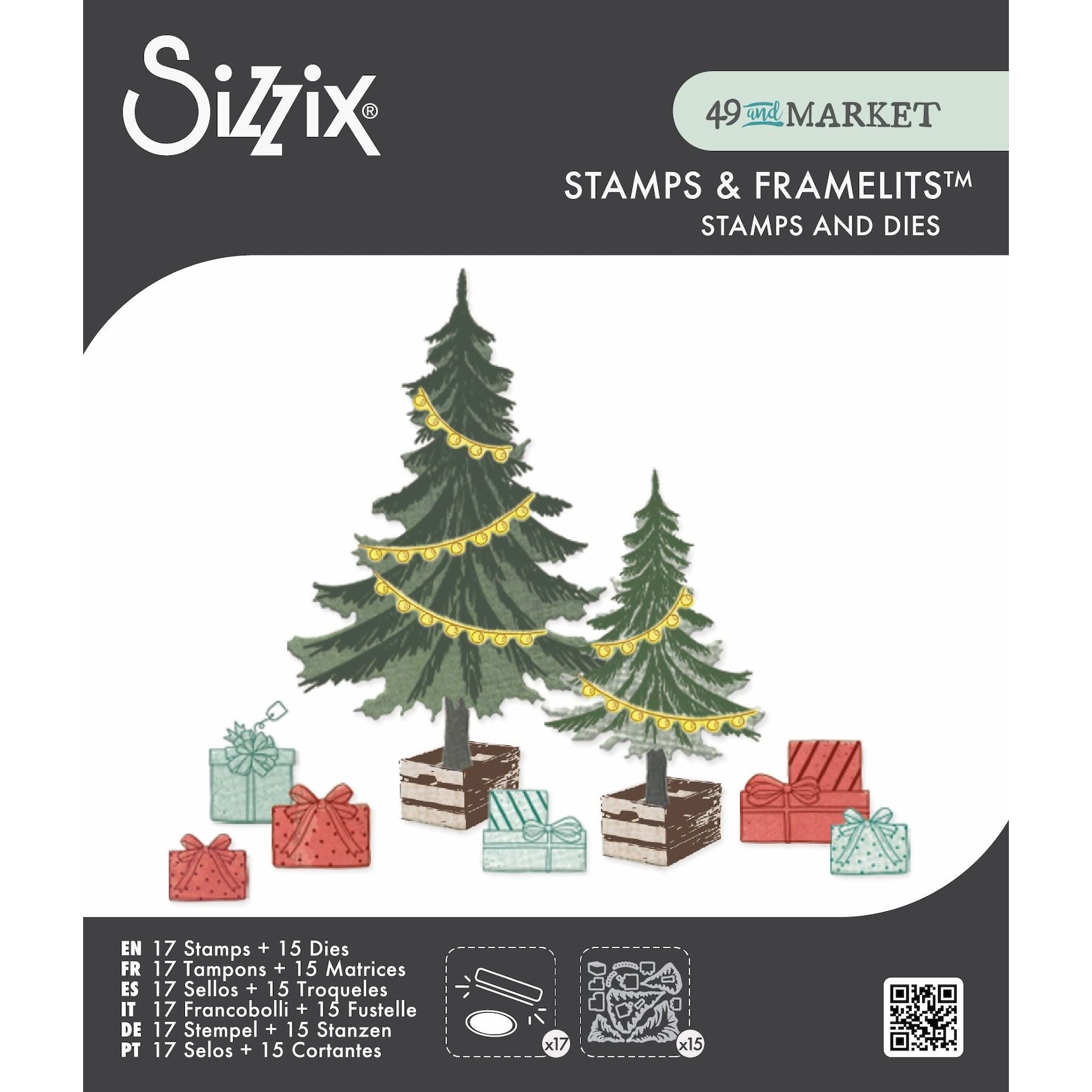 Sizzix and 49 and Market Trees and Trinkets Stamps and Framelits