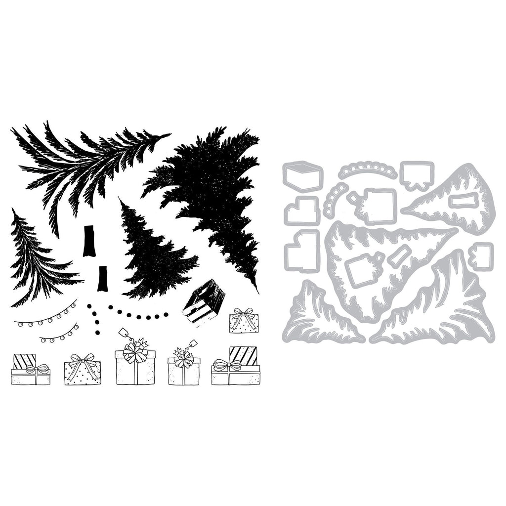 Sizzix and 49 and Market Trees and Trinkets Stamps and Framelits 667013 line art