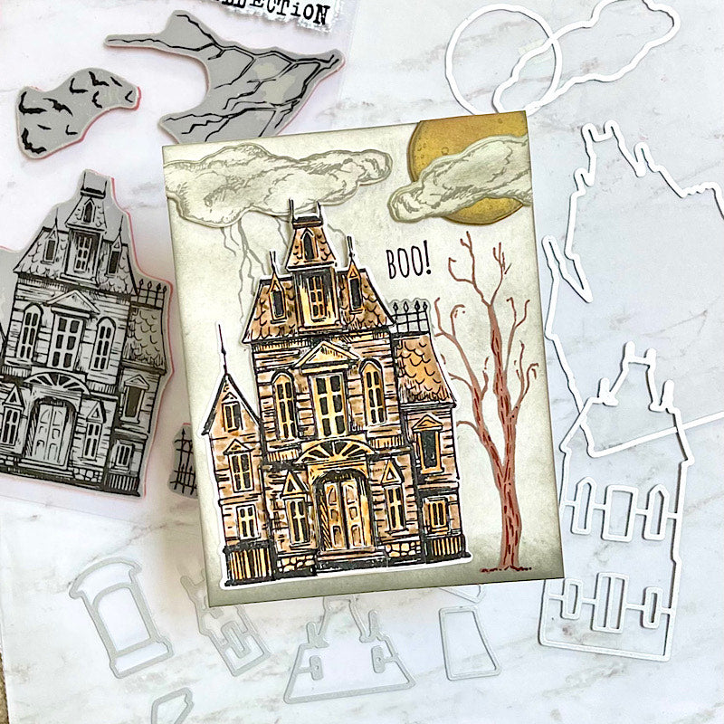 Tim Holtz Sketch Manor Stamps with Simon Says Stamp Dies Bundle setsm25 Halloween Card | color-code:ALT05