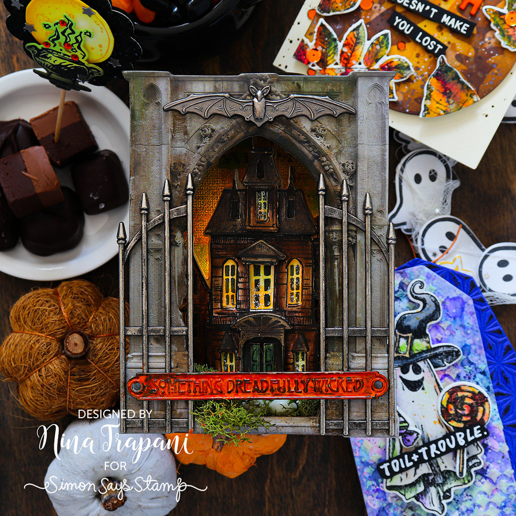 Tim Holtz Sketch Manor Stamps with Simon Says Stamp Dies Bundle setsm25 Halloween Decor