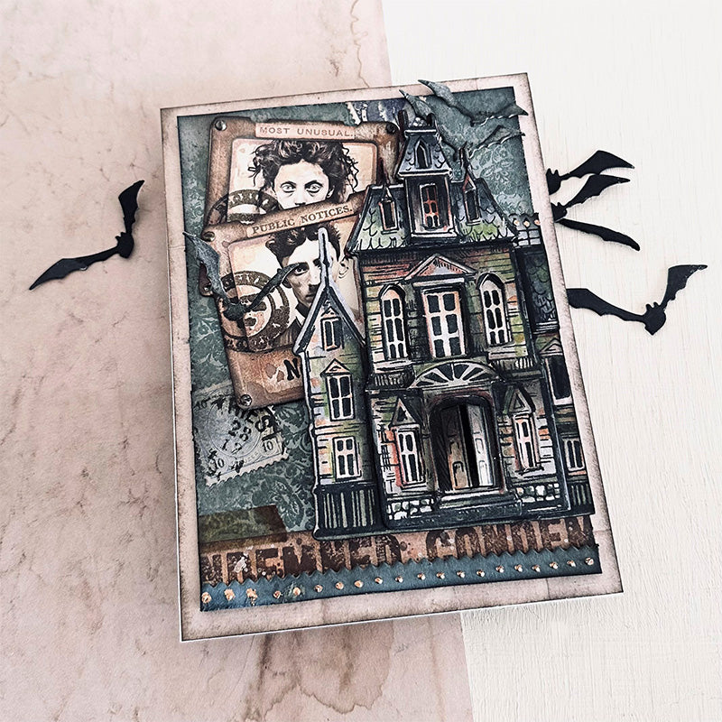Tim Holtz Sketch Manor Stamps with Simon Says Stamp Dies Bundle setsm25 Halloween Card
