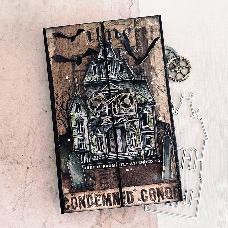 Tim Holtz Sketch Manor Stamps with Simon Says Stamp Dies Bundle setsm25 Halloween Card