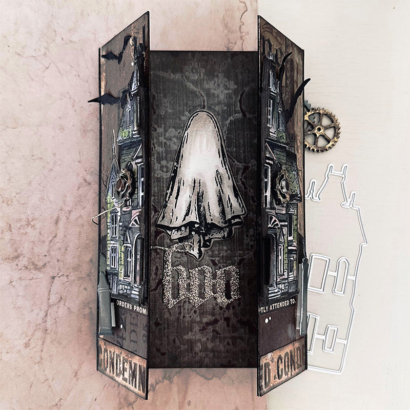 Tim Holtz Sketch Manor Stamps with Simon Says Stamp Dies Bundle setsm25 Halloween Card