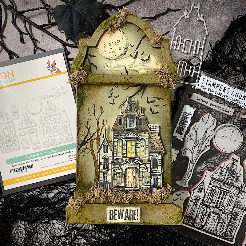 Tim Holtz Sketch Manor Stamps with Simon Says Stamp Dies Bundle setsm25 Halloween Decor | color-code:ALT04