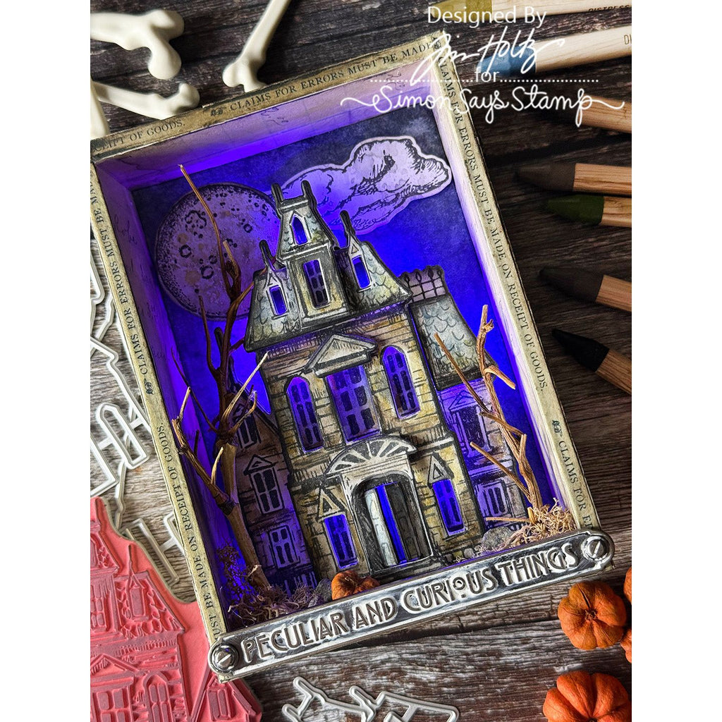 Tim Holtz Sketch Manor Stamps with Simon Says Stamp Dies Bundle setsm25 Halloween Frame Detail