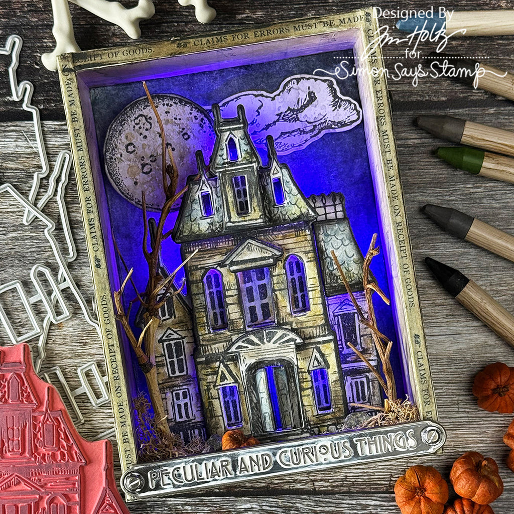 Tim Holtz Sketch Manor Stamps with Simon Says Stamp Dies Bundle setsm25 Halloween Frame