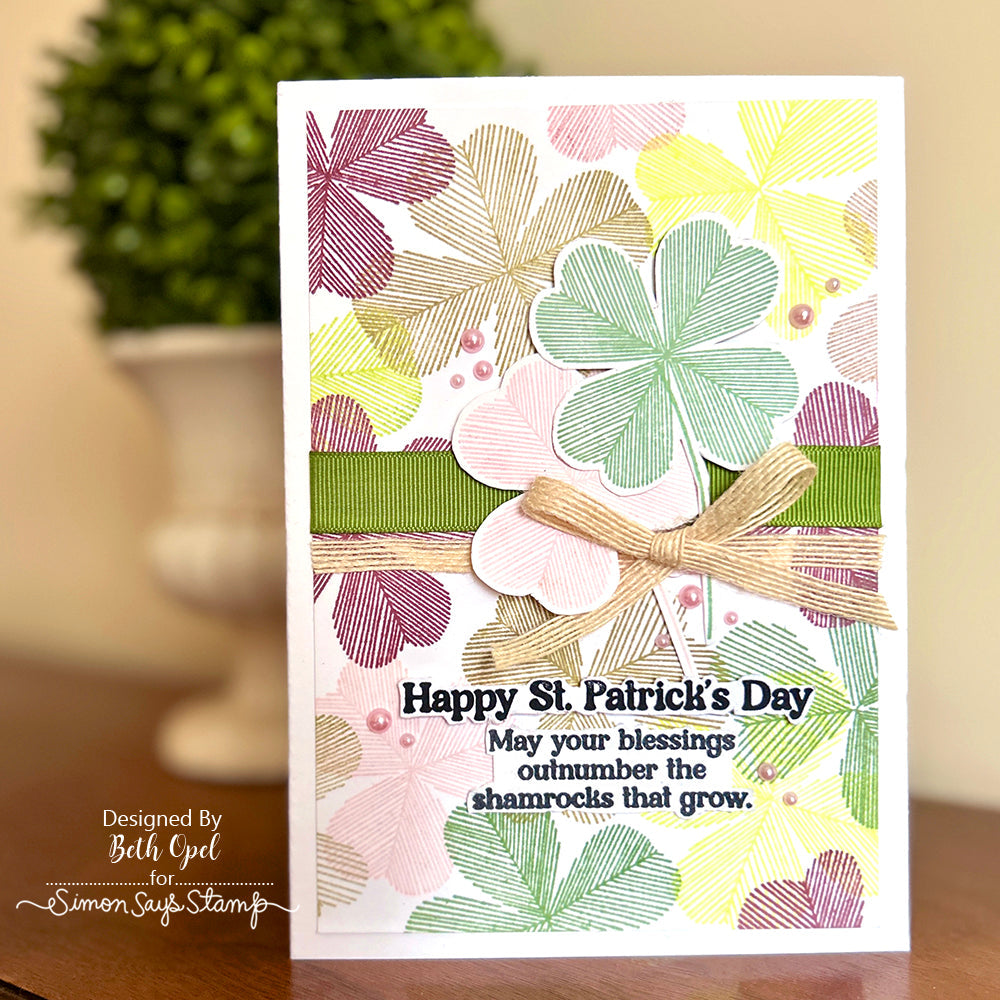 Simon Says Stamps and Dies Sketched Clovers set925sc To Be Loved St. Patrick's Day Card