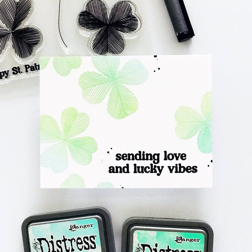 Simon Says Clear Stamps Sketched Clovers 2168msc To Be Loved St. Patrick's Day Card
